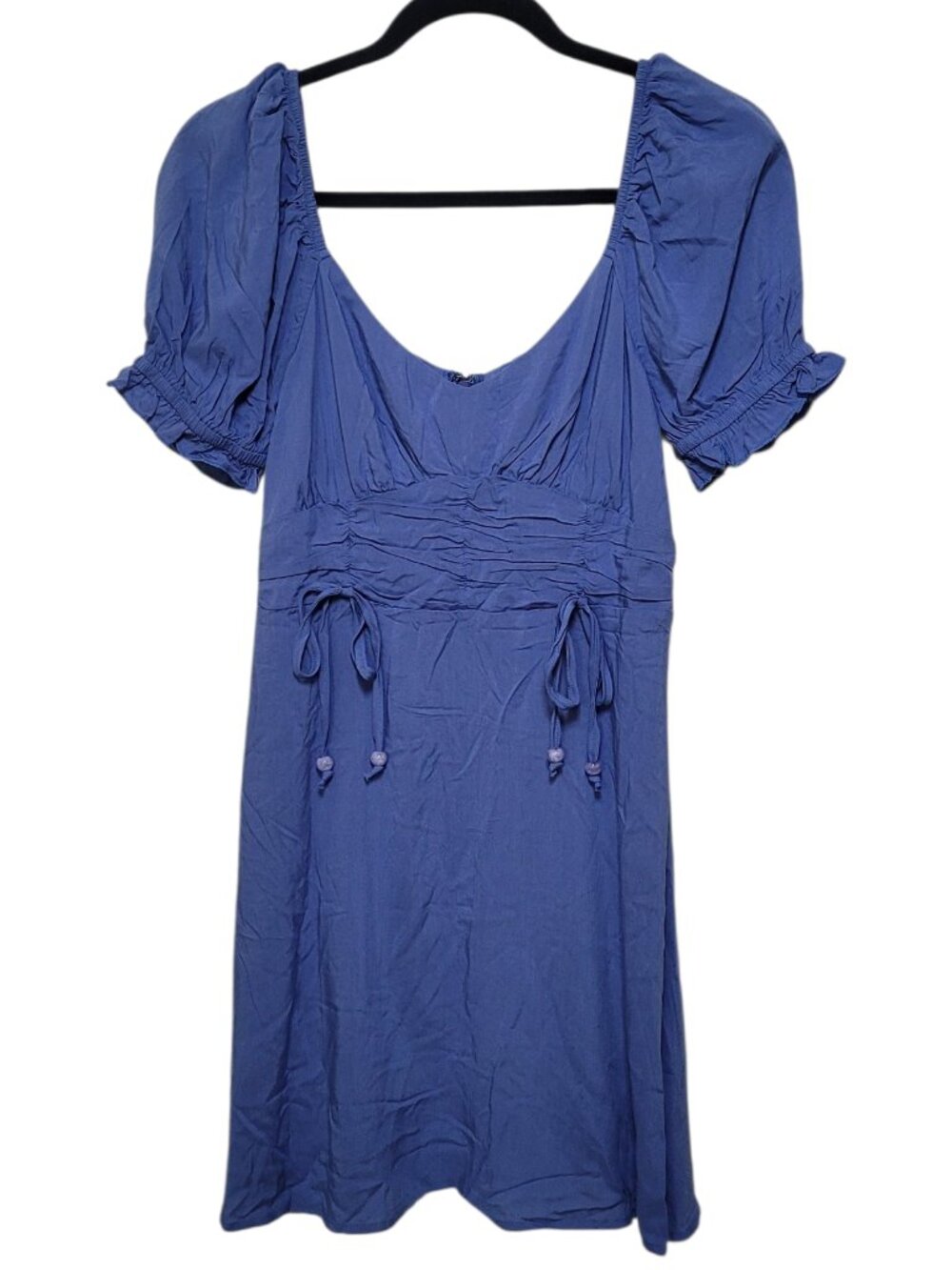 Cupshe Mini Dress Puff Sleeve Empire Waist Sundress Blue Small Coquette - Picture 3 of 13
